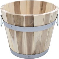 Holz Pflanzeimer mit Griffen - 28 x 23 cm - Garten Deko Blumentopf - Übertopf Pflanzkübel Blumenkorb Pflanztopf Blumeneimer Holzeimer für Außen von SPETEBO