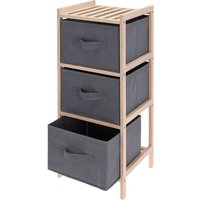 Holz Standregal mit 3 Stoff Schubladen - 65 cm - Badregal Holzregal Ablage Regal von SPETEBO