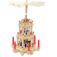 Holz Weihnachtspyramide 35 cm - 3-stöckig - Pyramide mit 2 sich drehenden Ebenen Holz Weihnachtspyramide 35 cm - 3-stöckig - Pyramide mit 2 sich drehenden Ebenen von SPETEBO