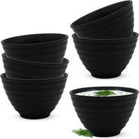 Keramik Dipschalen schwarz matt geriffelt rund 11 x 7 cm - 6er Set - Dessertschälchen aus Feinkeramik mit Relief Keramik Dipschalen schwarz matt geriffelt rund 11 x 7 cm - 6er Set - Dessertschälchen aus Feinkeramik mit Relief von SPETEBO