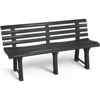 Spetebo - Kunststoff Gartenbank 3-Sitzer 145 x 74 cm - anthrazit - Garten Sitzbank mit Rückenlehne wetterfest 200 kg Belastbarkeit von SPETEBO