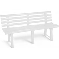 Spetebo - Kunststoff Gartenbank 3-Sitzer 145 x 74 cm - weiß - Garten Sitzbank mit Rückenlehne wetterfest 200 kg Belastbarkeit von SPETEBO