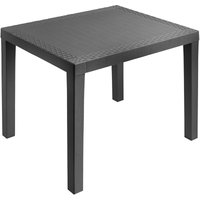 Kunststoff Gartentisch rechteckig anthrazit - 78 x 72 cm - Campingtisch mit Dekor in Rattan Optik von SPETEBO