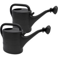 Kunststoff Gießkanne 10 Liter anthrazit - 2er Set - Gartengießkanne mit abnehmbarer Brause -Kanne für Haus und Garten zur Bewässerung für Pflanzen von SPETEBO