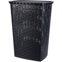 Spetebo - Kunststoff Wäschekorb in Rattan Optik 53 Liter - anthrazit - Wäschebox mit Deckel und Tragegriffen - Wäschetruhe Wäschesammler Wäschetonne von SPETEBO