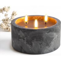 LED 3-Docht Kerze in Beton Optik mit Timer batteriebetrieben - 15 x 8 cm - Künstliche Kerze im Keramik Gefäß mit 3 Flammen in warm weiß LED 3-Docht Kerze in Beton Optik mit Timer batteriebetrieben - 15 x 8 cm - Künstliche Kerze im Keramik Gefäß mit 3 Flammen in warm weiß von SPETEBO