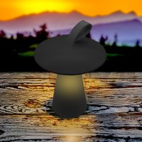 LED Akku Tischleuchte Pilz 17 x 15 cm mit 3 Leuchtmodi - schwarz - Outdoor Tischlampe warm weiß wiederaufladbar von SPETEBO