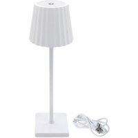 Spetebo - led Akku Touch Leuchte geriffelt 38x11 cm per usb-c aufladbar - weiß - Metall Tischleuchte 3 Leuchtmodi warm und kalt weiß von SPETEBO