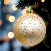 LED Glas Weihnachtskugel champagner zum Hängen mit Timer - 19 cm - Dekokugel mit Sterne Motiv soft gold beleuchtet batteriebetrieben LED Glas Weihnachtskugel champagner zum Hängen mit Timer - 19 cm - Dekokugel mit Sterne Motiv soft gold beleuchtet batteriebetrieben von SPETEBO