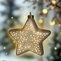 LED Glas Weihnachtsstern champagner farben zum Hängen mit Timer - 19 cm - Dekostern soft gold beleuchtet Batterie betrieben LED Glas Weihnachtsstern champagner farben zum Hängen mit Timer - 19 cm - Dekostern soft gold beleuchtet Batterie betrieben von SPETEBO