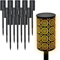 Led Solar Gartenfackel mit Blumen Muster 49 x 7 cm - 12er Set - Wegeleuchte mit realistischem Flammeneffekt von SPETEBO