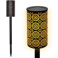 Led Solar Gartenfackel mit Blumen Muster - 49 x 7 cm - Wegeleuchte mit realistischem Flammeneffekt von SPETEBO