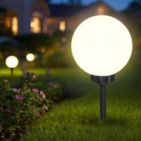 LED Solar Kugelleuchte höhenverstellbar mit Erdspieß - Ø 20 cm - Garten Solarlampe warm weiß mit Erdstecker von SPETEBO