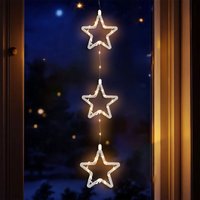 LED Weihnachtsdeko für Außen 3 Sterne mit Timer - 58 cm - Leuchstern Fensterdeko warm weiß Batterie betrieben von SPETEBO