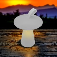 Spetebo - led Akku Tischleuchte Pilz 17 x 15 cm mit 3 Leuchtmodi - weiß - Outdoor Tischlampe warm weiß wiederaufladbar von SPETEBO