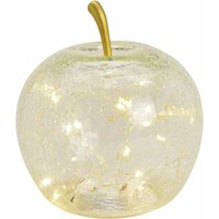 Spetebo - led Glas Apfel 16 cm - transparent - Deko Frucht in Bruchglas Optik Batterie betrieben mit Timer von SPETEBO