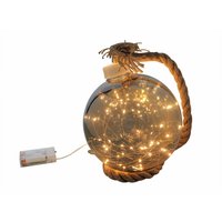 Spetebo - led Hänge Leuchtkugel - 20 cm/gold - Deko Pendelleuchte Lichterkugel mit Hanf Seil - Batterie betrieben mit Timer Funktion von SPETEBO