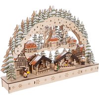 Led Holz Schwibbogen 44 x 30 cm - Motiv: Wintermarkt - Lichterbogen mit Weihnachtsmotiv - Weihnachtsdeko Tischdeko Fensterdeko Weihanchten Advent von SPETEBO