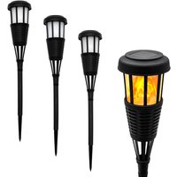 Spetebo - led Solar Gartenfackel in Rattan Optik - 4er Set - Solarleuchte 48 x 10 cm mit Flackereffekt von SPETEBO