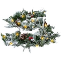 Led Tannengirlande mit Schnee und Beeren warm weiß beleuchtet - 274 cm mit 50 led - Weihnachtsgirlande Batterie betrieben mit Timer- Deko Beleuchtung von SPETEBO