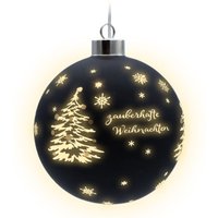 Led Weihnachts Glaskugel zum Hängen schwarz matt mit Timer - 12 cm - Deko Kugel warm weiß beleuchtet Batterie betrieben - Advent Winter von SPETEBO