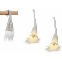 Led Weihnachts Wichtel - 3er Set - Advent Winter Fensterdeko Tischdeko zum Hängen oder Hinstellen Batterie betrieben von SPETEBO