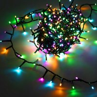 Lichterkette mit Timer und 8 Leuchtfunktionen 120 LED auf 9m - soft bunt - Weihnachtslichterkette mit Speicherchip und Netzstecker von SPETEBO