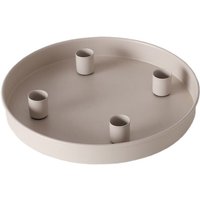 Magnet Kerzentablett für Stabkerzen 25 cm rund - beige - Metall Kerzenständer mit 4 magnetischen Haltern - Deko Tablett Festtags Advents Kerzen von SPETEBO