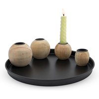 Magnet Kerzentablett rund schwarz mit 4 Holz Halter für Stabkerzen - 23 cm - Metall Kerzenständer mit 4 magnetischen Holzkugel Kerzenhalter Magnet Kerzentablett rund schwarz mit 4 Holz Halter für Stabkerzen - 23 cm - Metall Kerzenständer mit 4 magnetischen Holzkugel Kerzenhalter von SPETEBO