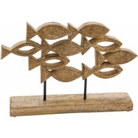 Spetebo - Mango Aufsteller Fischschwarm - 25 x 19 cm - Maritimer Deko Ständer Motiv Fische - Tisch Fenster Holz Dekoration von SPETEBO
