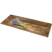 Mango Dekotablett groß mit hohem Rand - 58 x 20 cm - Holz Kerzentablett rechteckig natur von SPETEBO