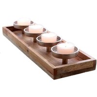 Mangoholz Adventskerzen Halter - 47 x 15 x 7 cm - Massivholz Alu Kerzenständer - Tisch Deko Kerzen Halter Mangoholz Adventskerzen Halter - 47 x 15 x 7 cm - Massivholz Alu Kerzenständer - Tisch Deko Kerzen Halter von SPETEBO