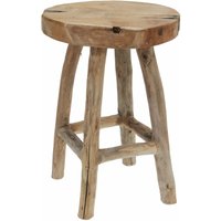 Massivholz Teak Sitzhocker mit 4 Beinen - ø 30 cm - Holz Sitz Hocker Blumen Ständer handgefertigt von SPETEBO