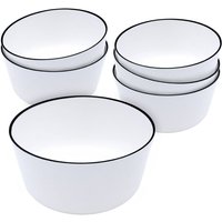 Melamin Müslischale 6er Set weiß mit schwarzem Rand - 700 ml - Salatschüssel aus Kunststoff für Camping und Picknick - Camping Geschirr für 4 Melamin Müslischale 6er Set weiß mit schwarzem Rand - 700 ml - Salatschüssel aus Kunststoff für Camping und Picknick - Camping Geschirr für 4 von SPETEBO