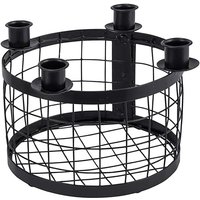 Metall Adventskranz mit Korb schwarz - ø 23 cm - Kerzenhalter mit 4 Kerzenhaltern für Stabkerzen - Weihnachten Advent Winter Tisch Deko Kerzenständer von SPETEBO