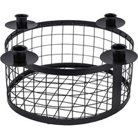 Metall Adventskranz mit Korb schwarz - ø 33 cm - Kerzenhalter mit 4 Kerzenhaltern für Stabkerzen - Weihnachten Advent Winter Tisch Deko Kerzenständer von SPETEBO