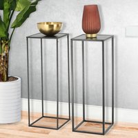Spetebo - Metall Beistelltisch eckig 2er Set - 70 cm - Wohnzimmer Tisch Blumen Hocker von SPETEBO