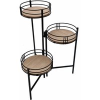Spetebo - Metall Blumentopfständer klappbar schwarz - mit 3 Holz Ablagen - klappbare Blumentreppe - Blumentopf Planzen Deko Gewürz Ständer von SPETEBO