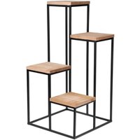 Metall Blumentreppe mit 4 Ablagen - 67 x 34 cm - Blumenhocker mit 4 Etagen aus Holz - Deko Pflanzenständer Blumentopf Halter Etagenständer Metall Blumentreppe mit 4 Ablagen - 67 x 34 cm - Blumenhocker mit 4 Etagen aus Holz - Deko Pflanzenständer Blumentopf Halter Etagenständer von SPETEBO