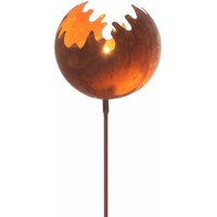 Metall Gartenstecker Naturrost Feuerball - 77 x ø 11 cm / klein - Rost Windlicht mit Erdspieß von SPETEBO
