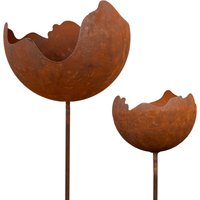 Spetebo - Metall Gartenstecker Rost Feuerball 2er Set - 92 / 70 cm - Naturrost Windlicht mit Erdspieß Spetebo - Metall Gartenstecker Rost Feuerball 2er Set - 92 / 70 cm - Naturrost Windlicht mit Erdspieß von SPETEBO