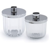 Metall Kerzenhalter mit Deko Glas - 2er Set - Kerzenständer in silber für Stabkerzen - Tafel Kerzen Ständer Halter silberfarben von SPETEBO