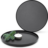 Metall Kerzentablett matt schwarz 21 cm - 2er Set - Dekotablett rund mit Rand Metall Kerzentablett matt schwarz 21 cm - 2er Set - Dekotablett rund mit Rand von SPETEBO