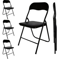 Spetebo - Metall Klappstuhl schwarz gepolstert mit Kunstleder Bezug - 4er Set - Klappbarer Küchenstuhl mit Rückenlehne von SPETEBO