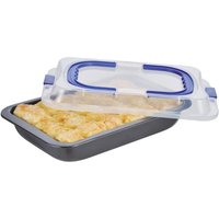 Spetebo - Metall Kuchenform mit Deckel und Tragegriff - 37 x 25 cm - Backform mit Kunststoff Abdeckung - Kuchen Torten Auflauf Back Form Transport von SPETEBO
