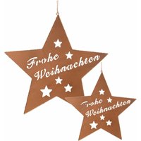 Metall Sterne 2er Set rost - 25/15cm - Hänge Deko Weihnachten Advent Tür Fenster von SPETEBO