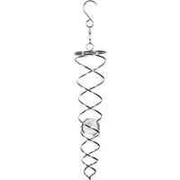 Metall Windspirale TWISTER silber - 20 cm - Deko Windspiel mit Glas Kugel - Sonnenfänger Lichtspiel für Garten Balkon Fenster von SPETEBO