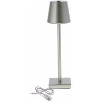 Metall led Akku Tischleuchte für Außen warm weiß 38 x 12 cm - silber - Outdoor Touch Leuchte Nachttischlampe Schreibtischlampe Deko Lampe von SPETEBO