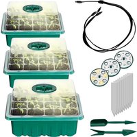 Mini Gewächshaus zur Anzucht mit LED Beleuchtung - 3er Set mit Pflanzwerkzeug und Schildern Mini Gewächshaus zur Anzucht mit LED Beleuchtung - 3er Set mit Pflanzwerkzeug und Schildern von SPETEBO