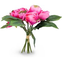 Spetebo - Pfingstrosen Strauß künstlich 30 cm - fuchsia - Deko Blumenstrauß gebunden - Strauß Kunst Päonie Dekorpflanze Kunstblumen Blumen Bouquet von SPETEBO